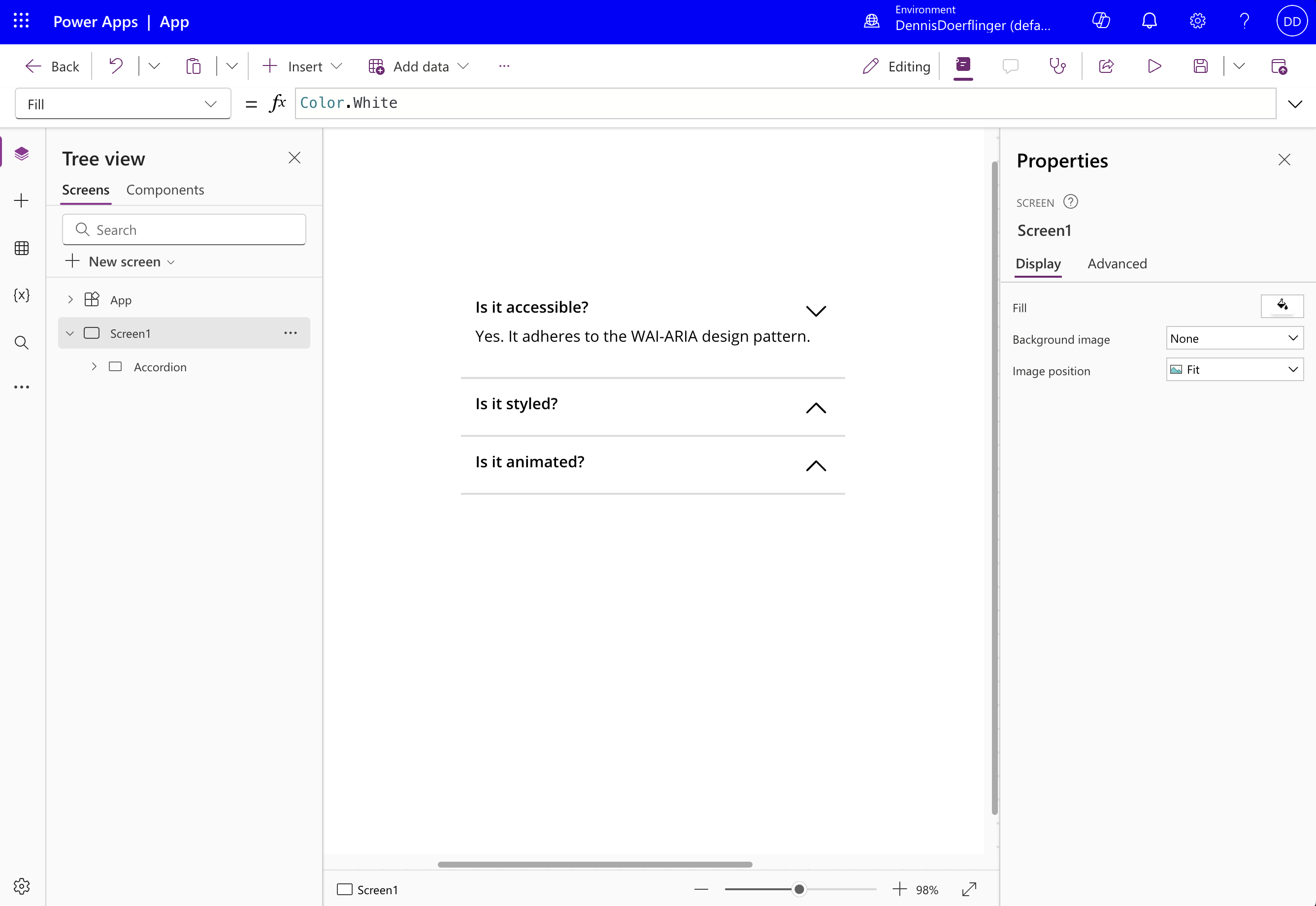Component Used in Power Apps